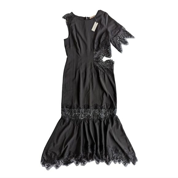 Anthropologie Asymmetrical Lace Maxi Slip Dress XS NWT | Modern Romantic Goth - Picture 6 of 15